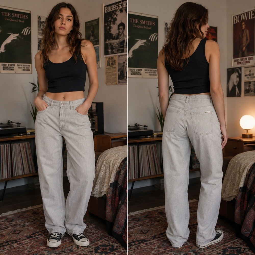 Vintage Arizona Jean Co High Waisted Gray Jeans 100% Cotton Made in USA Size 11A
